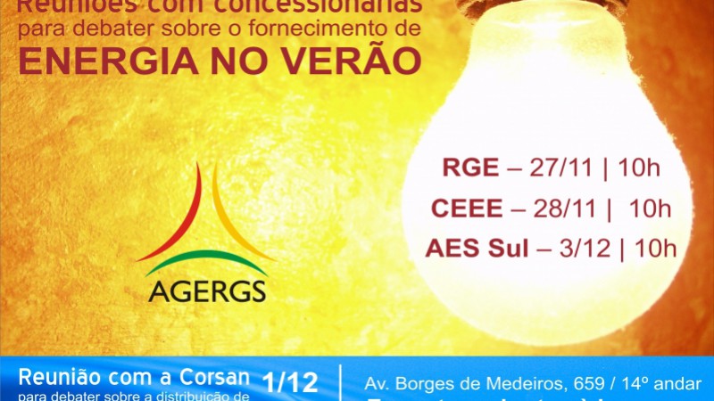 Agergs se reúne com a RGE para debater o fornecimento de energia no verão nesta quinta